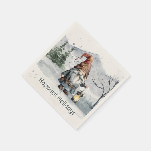 Waterverf winterkerstkabouter servet (Hoek)