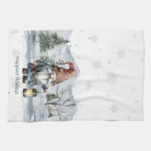 Waterverf winterkerstkabouter theedoek (Horizontaal)