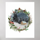 Waterverf WinterKerstmis Poster (Voorkant)