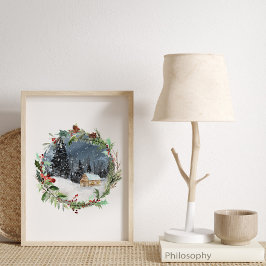 Waterverf WinterKerstmis Poster