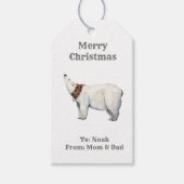 Waterverf winterkerstpoolbeer Cadeau Label Cadeaulabel (Voorkant)