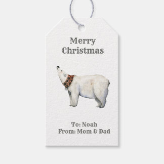 Waterverf winterkerstpoolbeer Cadeau Label Cadeaulabel