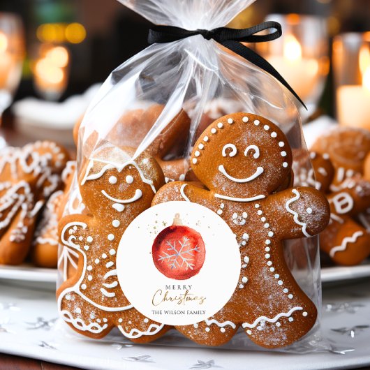 Waterverf Winterkerstversiering Ronde Sticker