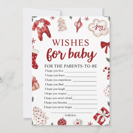 Waterverf Winterkerstwensen voor Baby Game Kaart (Voorkant)