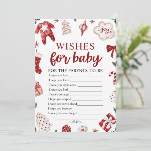 Waterverf Winterkerstwensen voor Baby Game Kaart (Staand voorkant)