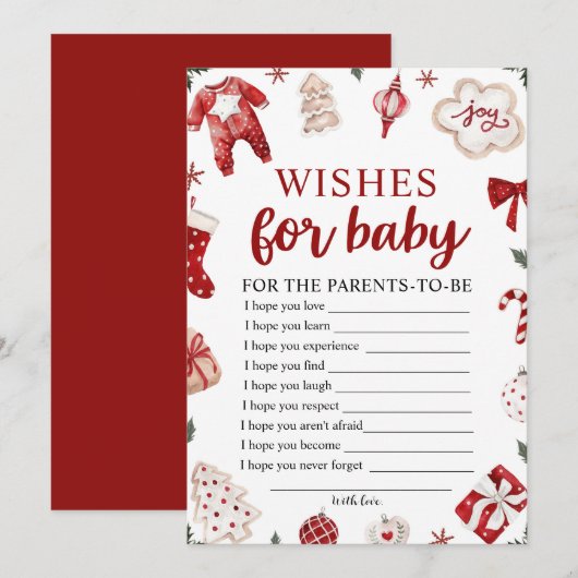 Waterverf Winterkerstwensen voor Baby Game Kaart (Voorkant / Achterkant)