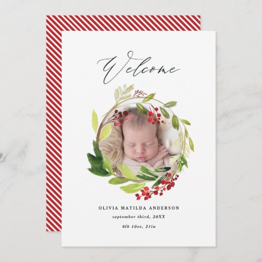 Waterverf winterkondiging bedankkaart (Voorkant / Achterkant)