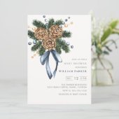 Waterverf Winterkrans Baby shower Uitnodiging (Staand voorkant)