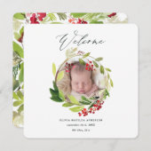 Waterverf winterkrans geboorteaankondiging bedankkaart (Voorkant / Achterkant)