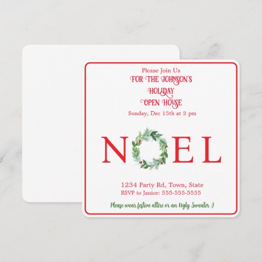 Waterverf Winterkrans PERSONALISEREN Kaart (Voorkant / Achterkant)