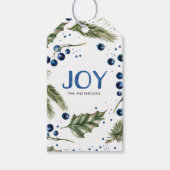 Waterverf Winterkrans Vrolijk Kerstfeest Cadeaulabel (Voorkant)