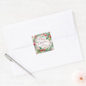 Waterverf Winterkrans Vrolijke Kerstvakantie Vierkante Sticker (Envelop)