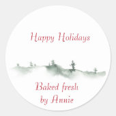 Waterverf winterlabel ronde sticker (Voorkant)