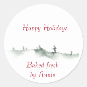 Waterverf winterlabel ronde sticker