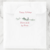 Waterverf winterlabel ronde sticker (Tas)