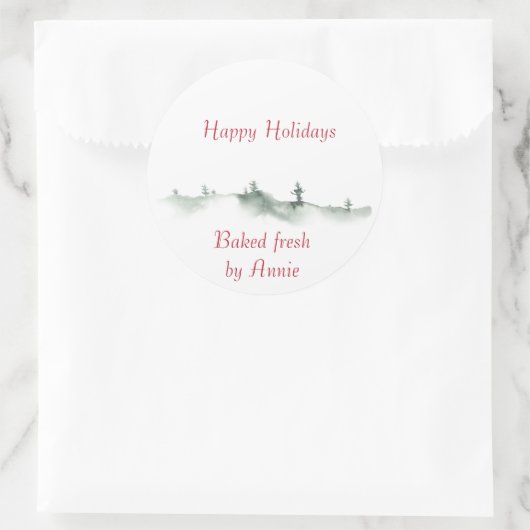 Waterverf winterlabel ronde sticker (Tas)