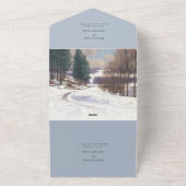 Waterverf winterlandschap bruiloft all in one uitnodiging (Buitenkant)