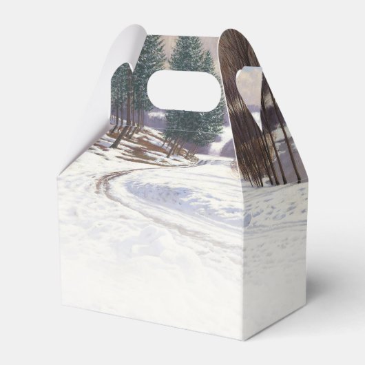 Waterverf winterlandschap bruiloft bedankdoosjes (Achterkant)