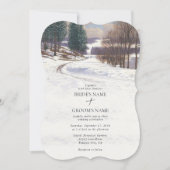 Waterverf winterlandschap bruiloft kaart (Voorkant)