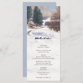 Waterverf winterlandschap bruiloft menu