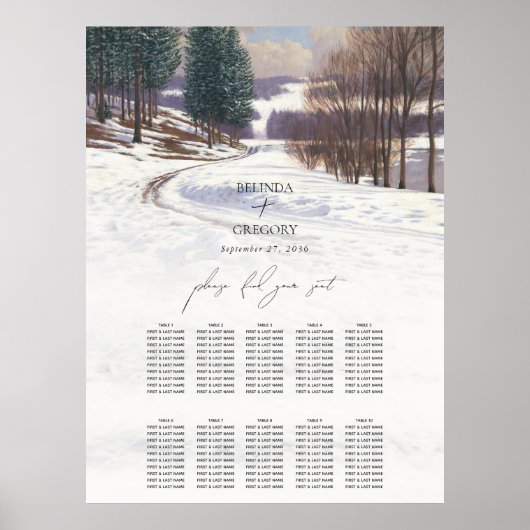 Waterverf winterlandschap bruiloft poster (Voorkant)