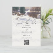Waterverf winterlandschap bruiloft save the date (Staand voorkant)
