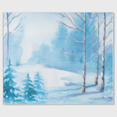 Waterverf winterlandschap cadeaupapier (Vlak)