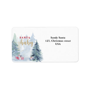 Waterverf winterlandschap - etiket