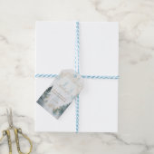 Waterverf Winterlandschap Gouden Baby Shower Cadeaulabel (Met Touw)