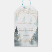 Waterverf Winterlandschap Gouden Baby Shower Cadeaulabel (Voorkant)