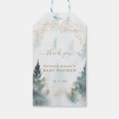 Waterverf Winterlandschap Gouden Baby Shower Cadeaulabel (Achterkant)
