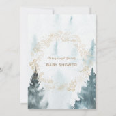 Waterverf Winterlandschap Gouden Krans Baby Shower Kaart (Achterkant)