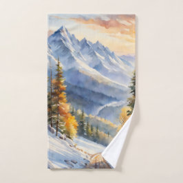 Waterverf winterlandschap handdoek
