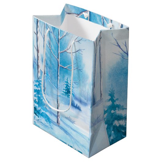 Waterverf winterlandschap Illustratie Medium Cadeauzakje (Voorkant Gekanteld)