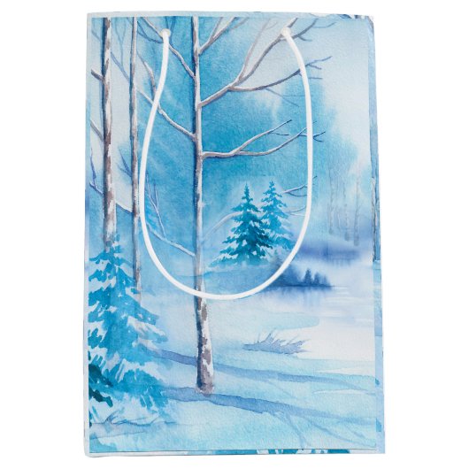 Waterverf winterlandschap Illustratie Medium Cadeauzakje (Voorkant)