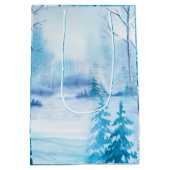 Waterverf winterlandschap Illustratie Medium Cadeauzakje (Achterkant)