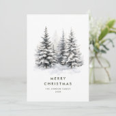 Waterverf Winterlandschap Kerst Feestdagenkaart (Staand voorkant)