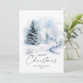 Waterverf Winterlandschap Kerst Feestdagenkaart (Staand voorkant)