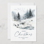 Waterverf Winterlandschap Kerst Feestdagenkaart (Voorkant)