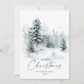 Waterverf Winterlandschap Kerst Feestdagenkaart (Voorkant)