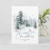 Waterverf Winterlandschap Kerst Feestdagenkaart (Staand voorkant)
