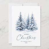 Waterverf Winterlandschap Kerst Feestdagenkaart (Voorkant)
