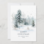 Waterverf Winterlandschap Kerst Feestdagenkaart (Voorkant)