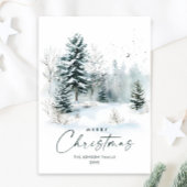 Waterverf Winterlandschap Kerst Feestdagenkaart
