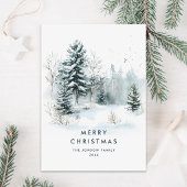Waterverf Winterlandschap Kerst Feestdagenkaart