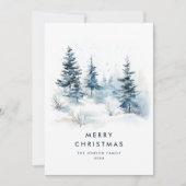 Waterverf Winterlandschap Kerst Feestdagenkaart (Voorkant)