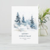 Waterverf Winterlandschap Kerst Feestdagenkaart (Staand voorkant)