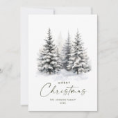 Waterverf Winterlandschap Kerst Feestdagenkaart (Voorkant)