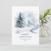 Waterverf Winterlandschap Kerst Feestdagenkaart (Staand voorkant)