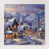 Waterverf Winterlandschap Kerstdorp Legpuzzel (Verticaal)
